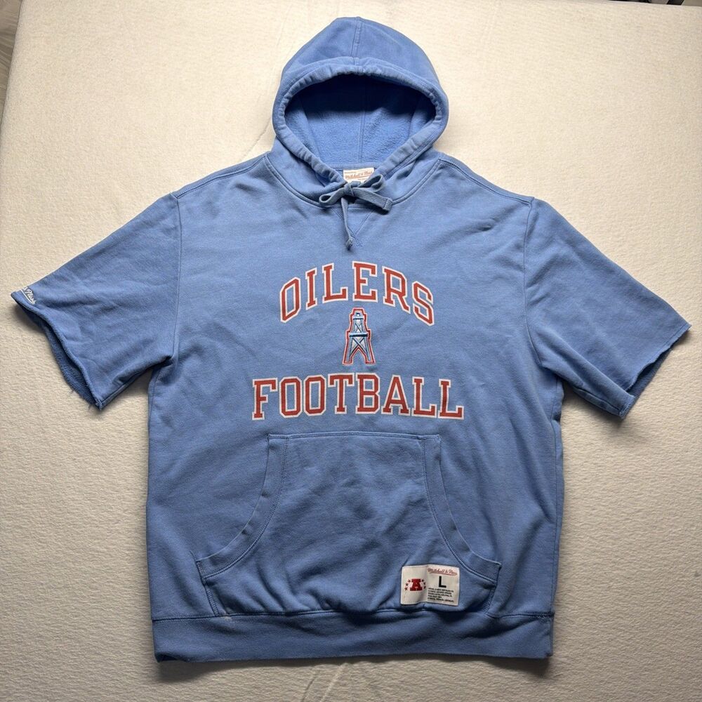 Mitchell & Ness Houston Oilers Football Short Sleeve Hoodie Sweatshirt - Men’s L